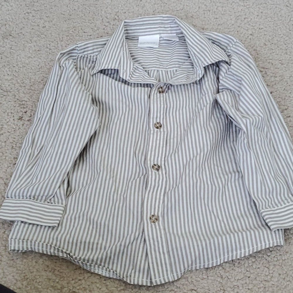 Gray and white button down